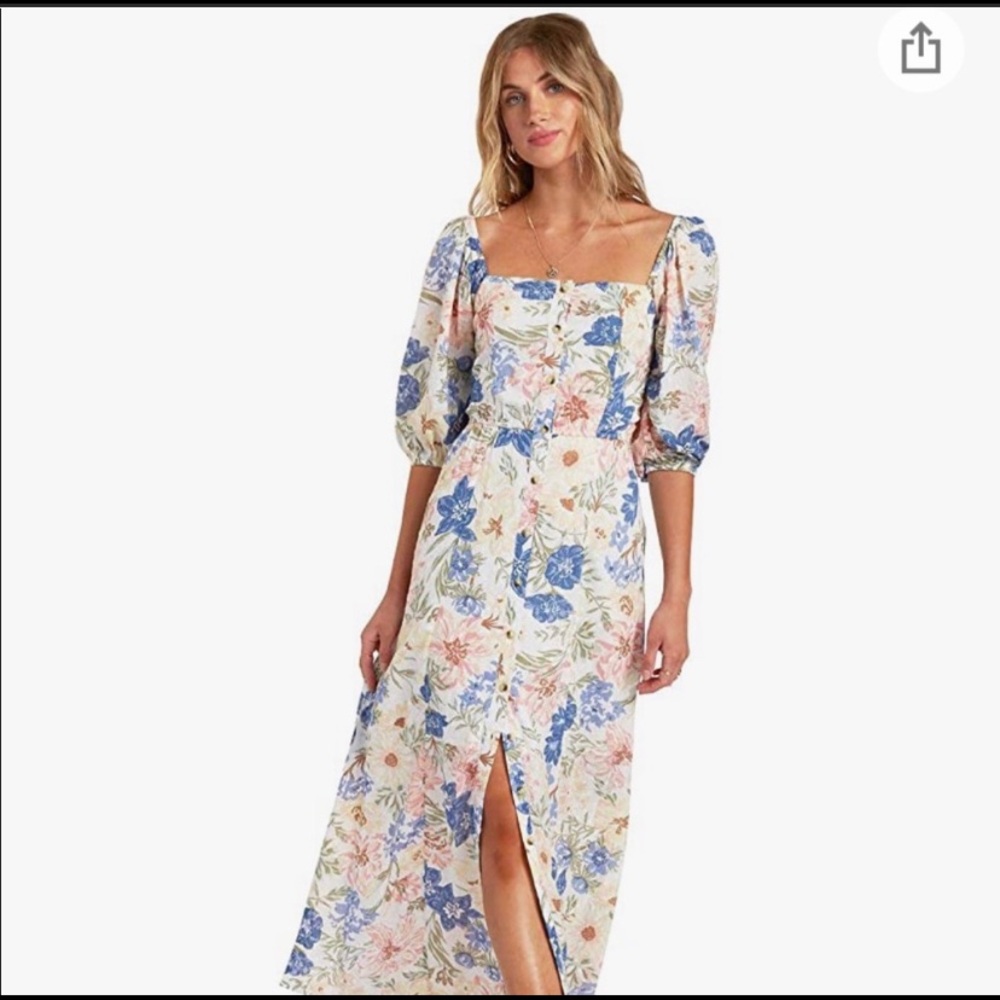 Billabong Sz small floral off the shoulder maxi with slit